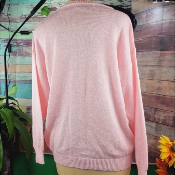 BARBRA SUE vintage baby pink cardigan, floral/pearl embroidery, Made in Thailand - Picture 2 of 7